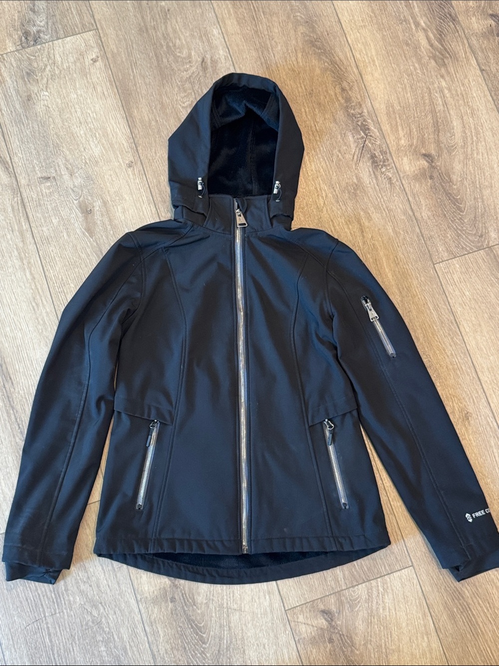 Free Country Black Hooded Softshell Jacket